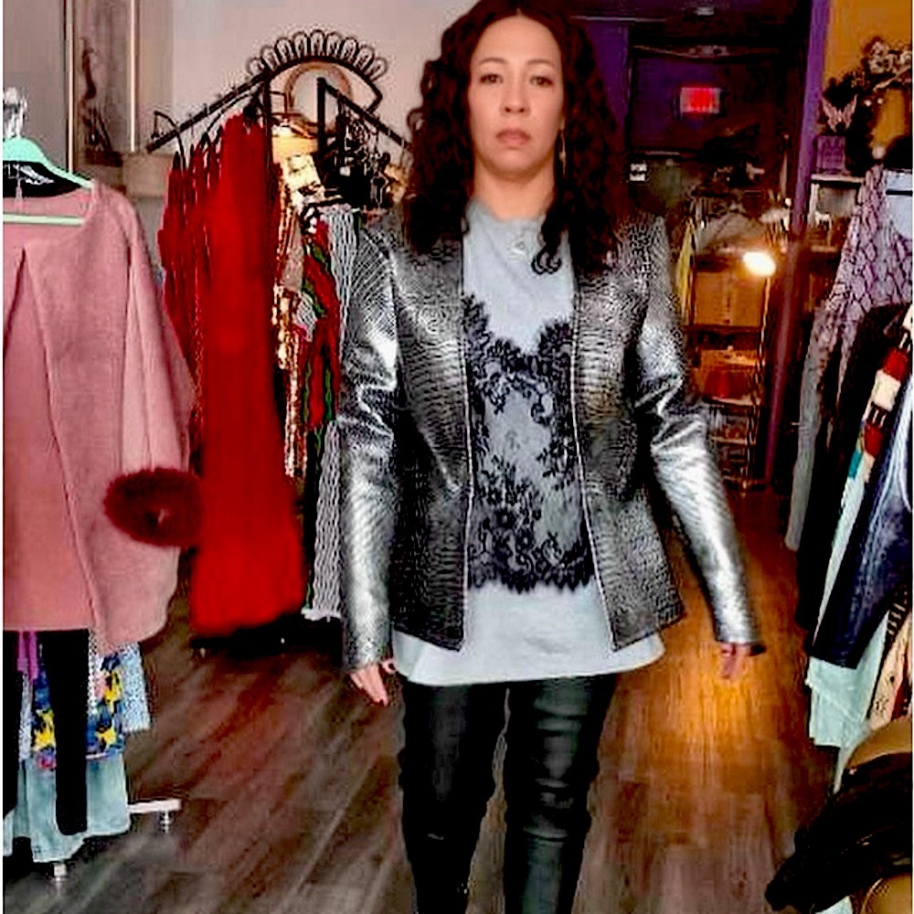 Custom made faux croc grey jacket